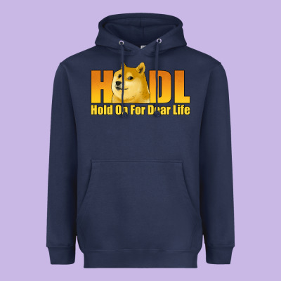 Hodl Hold On For Dear Life Dogecoin Heavyweight Hoodie Designed By Jasminsmagicworld