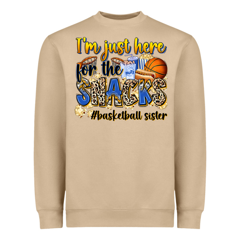 Im Just Here For The Snacks Basketball Sister Heavyweight Sweatshirt by Zillion Design Studio | Teevron