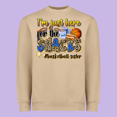 Im Just Here For The Snacks Basketball Sister Heavyweight Sweatshirt Designed By Zillion Design Studio