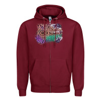 Burgundy Leopard, Cowhide, Wood Pattern Frame Zipper Hoodie - Bettercallsaul