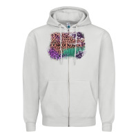 Dove Grey Leopard, Cowhide, Wood Pattern Frame Zipper Hoodie - Bettercallsaul