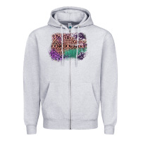 Heather Grey Leopard, Cowhide, Wood Pattern Frame Zipper Hoodie - Bettercallsaul