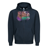 Navy Leopard, Cowhide, Wood Pattern Frame Zipper Hoodie - Bettercallsaul