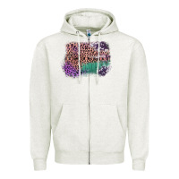 Oatmeal Heather Leopard, Cowhide, Wood Pattern Frame Zipper Hoodie - Bettercallsaul