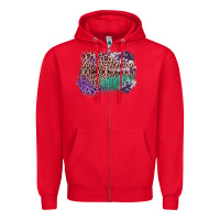 Red Leopard, Cowhide, Wood Pattern Frame Zipper Hoodie - Bettercallsaul
