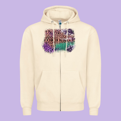 Leopard, Cowhide, Wood Pattern Frame Zipper Hoodie Designed By Bettercallsaul