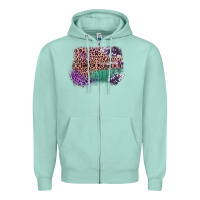 Seafoam Leopard, Cowhide, Wood Pattern Frame Zipper Hoodie - Bettercallsaul