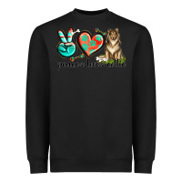 Black peace love collie Heavyweight Sweatshirt - texasbilliewilder