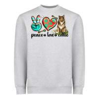 Heather Grey peace love collie Heavyweight Sweatshirt - texasbilliewilder