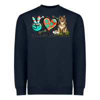 Navy peace love collie Heavyweight Sweatshirt - texasbilliewilder