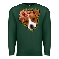 Sports Green jack russel floral Premium Sweatshirt - Jasminsmagicworld