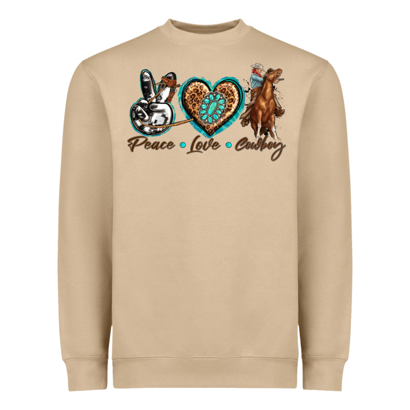 Peace Love Cowboy Heavyweight Sweatshirt by texasbilliewilder | Teevron