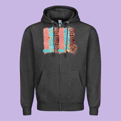 Sunflower Leopard Jute Pattern Brushstrokes Zipper Hoodie Designed By Bettercallsaul