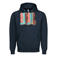 Navy Sunflower Leopard Jute Pattern Brushstrokes Zipper Hoodie - Bettercallsaul