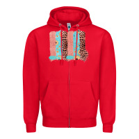 Red Sunflower Leopard Jute Pattern Brushstrokes Zipper Hoodie - Bettercallsaul