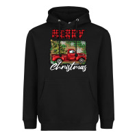 Black merry christmas truck Heavyweight Hoodie - BarkalooDesign