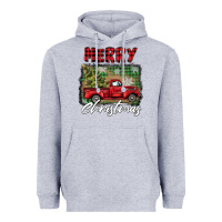 Heather Grey merry christmas truck Heavyweight Hoodie - BarkalooDesign