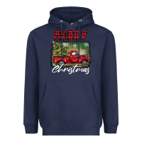 Navy merry christmas truck Heavyweight Hoodie - BarkalooDesign
