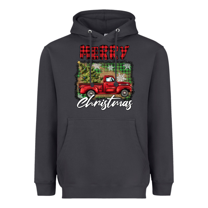 Merry Christmas Truck Heavyweight Hoodie by BarkalooDesign | Teevron
