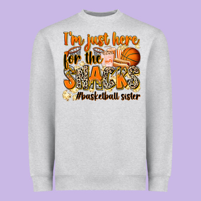 Im Just Here For The Snacks Basketball Sister Heavyweight Sweatshirt Designed By Zillion Design Studio