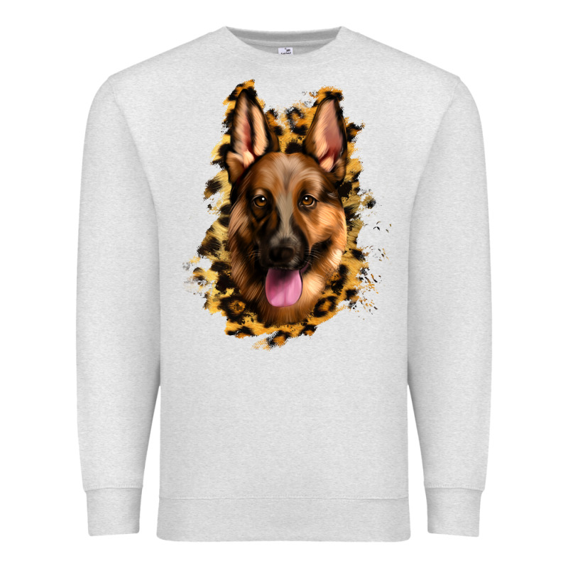 German Shepherd Leopard Background Premium Sweatshirt by Jasminsmagicworld | Teevron