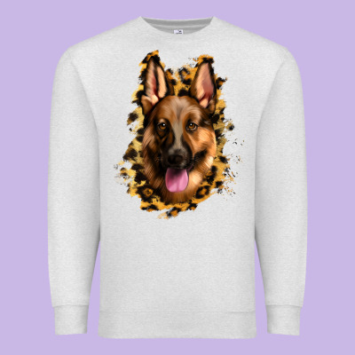 German Shepherd Leopard Background Premium Sweatshirt Designed By Jasminsmagicworld