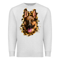 Oatmeal Heather german shepherd leopard background Premium Sweatshirt - Jasminsmagicworld