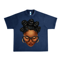 Navy afro woman with bantu knots Urban Heavy Tee - texasbilliewilder