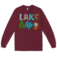 Burgundy lake life Long Sleeve Tee - HRA Design Shop