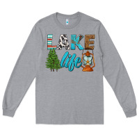 Heather Grey lake life Long Sleeve Tee - HRA Design Shop