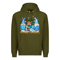Army Green merry christmas gnome Premium Hoodie - MaliasSmallBusiness