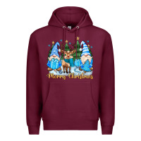 Burgundy merry christmas gnome Premium Hoodie - MaliasSmallBusiness