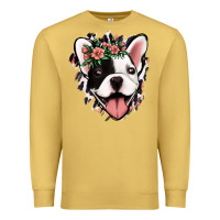 Antique Gold french bulldog floral Premium Sweatshirt - Jasminsmagicworld