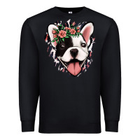 Black french bulldog floral Premium Sweatshirt - Jasminsmagicworld
