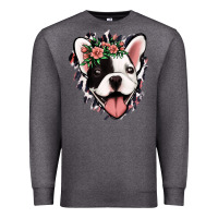 Charcoal Heather french bulldog floral Premium Sweatshirt - Jasminsmagicworld