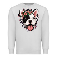 Dove Grey french bulldog floral Premium Sweatshirt - Jasminsmagicworld