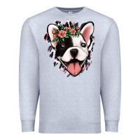 Heather Grey french bulldog floral Premium Sweatshirt - Jasminsmagicworld