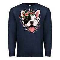 Navy french bulldog floral Premium Sweatshirt - Jasminsmagicworld