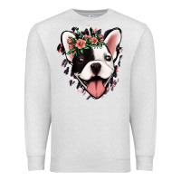 Oatmeal Heather french bulldog floral Premium Sweatshirt - Jasminsmagicworld