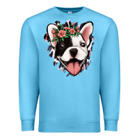 Ocean Blue french bulldog floral Premium Sweatshirt - Jasminsmagicworld