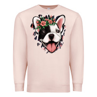 Pale Pink french bulldog floral Premium Sweatshirt - Jasminsmagicworld