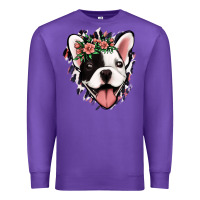 Purple french bulldog floral Premium Sweatshirt - Jasminsmagicworld