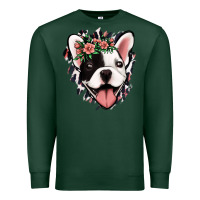 Sports Green french bulldog floral Premium Sweatshirt - Jasminsmagicworld