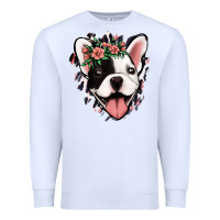 White french bulldog floral Premium Sweatshirt - Jasminsmagicworld
