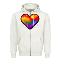 Oatmeal Heather pride heart Zipper Hoodie - JahusDesignShop