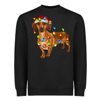 Black Dachshund Christmas Lights Heavyweight Sweatshirt - RanaPortraitStore