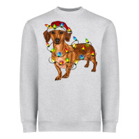 Heather Grey Dachshund Christmas Lights Heavyweight Sweatshirt - RanaPortraitStore