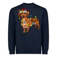 Navy Dachshund Christmas Lights Heavyweight Sweatshirt - RanaPortraitStore
