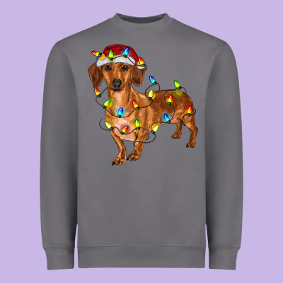 Heavyweight Sweatshirt Dachshund Christmas Lights