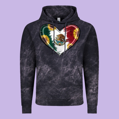 Vintage Hoodie Sunflower Mexican Flag Heart